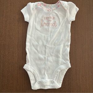 Carter's White Bodysuit with Pink Embroidery